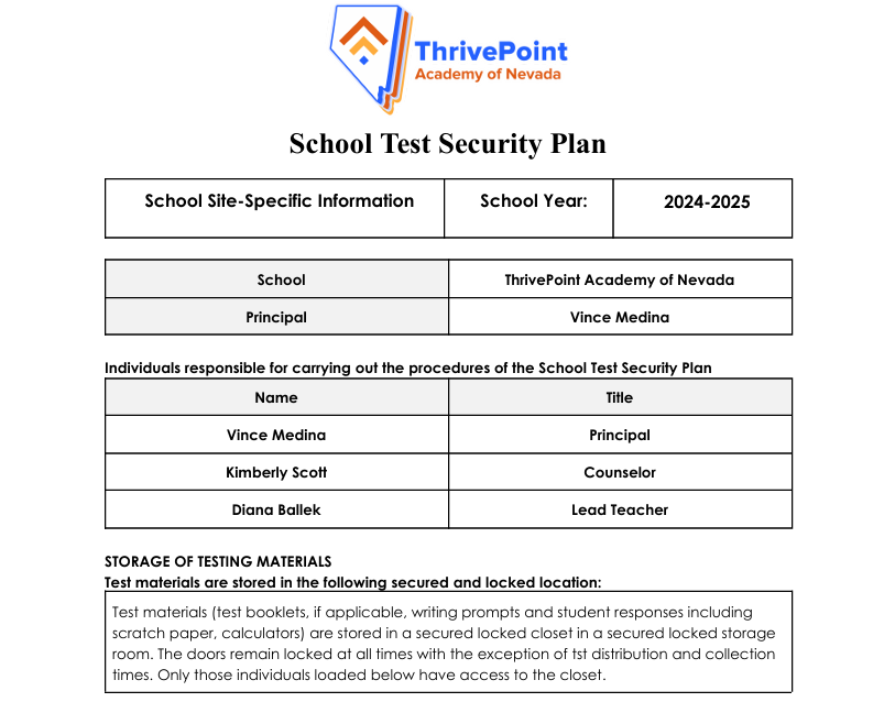 ThrivePoint AcademyTest Security Plan 2024-2025